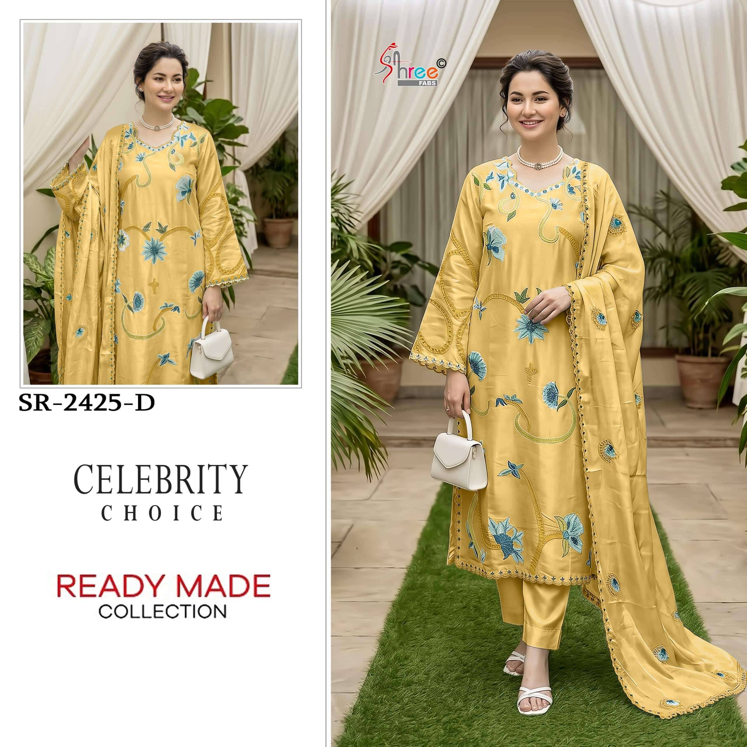2425 Colors BY Shree fabs 2425 a TO 2425 d SERIES Pakistani Stylish Beautiful Colourful Printed & SATIN VISCOSE readymade Dresses At Wholesale Price
